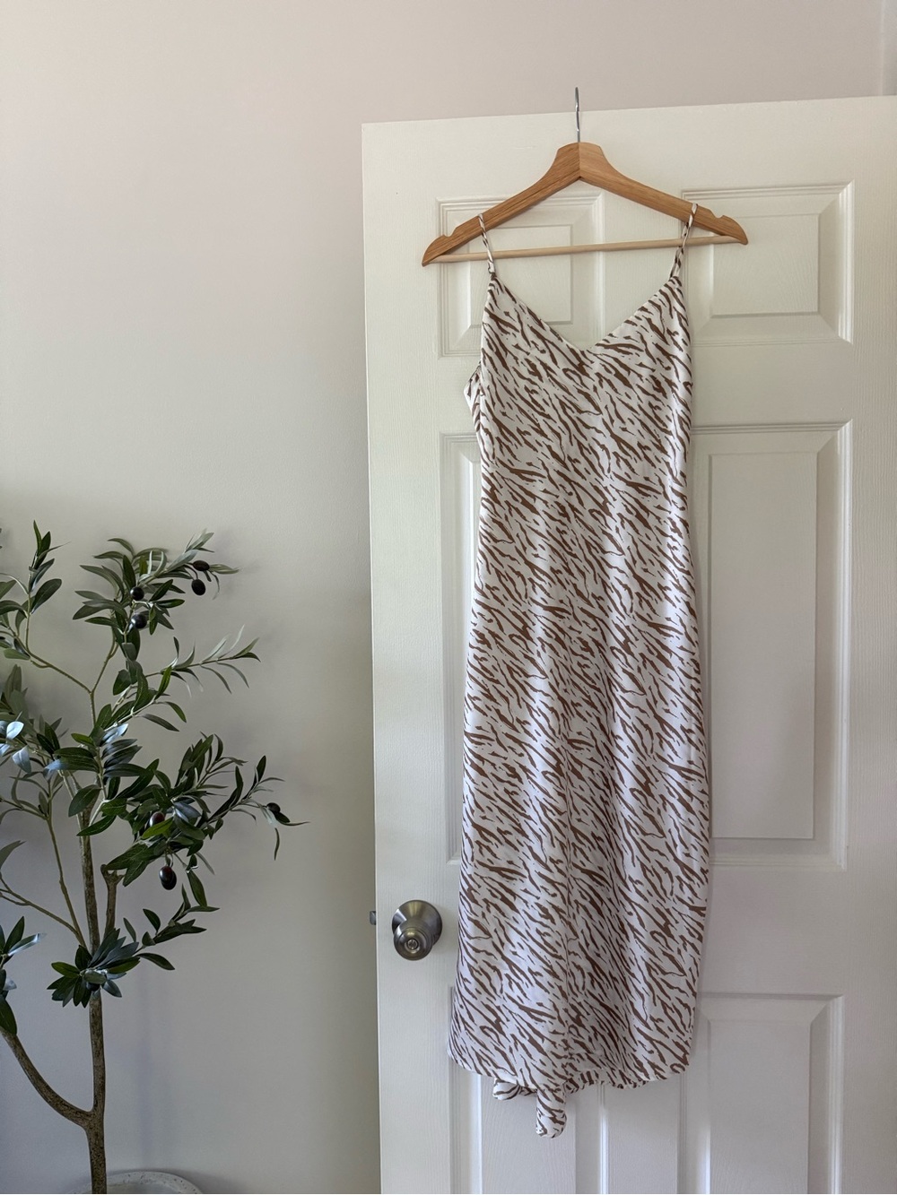 Abercrombie & Fitch Double-Lined Satin Animal Print Slip Midi Dress